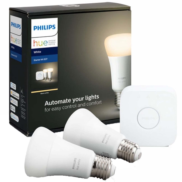 Умная лампочка Philips Hue Starter Kit E27 White 2шт + БУ (929001821619)