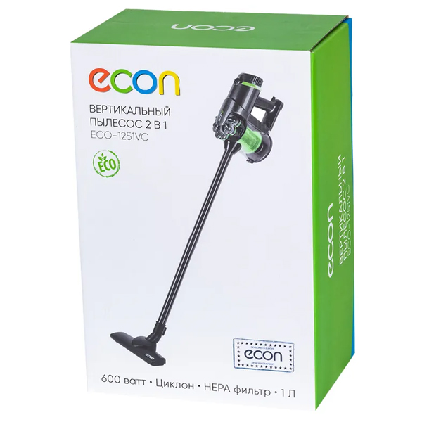 Пылесос ручной (handstick) Econ ECO-1251VC черный/зеленым