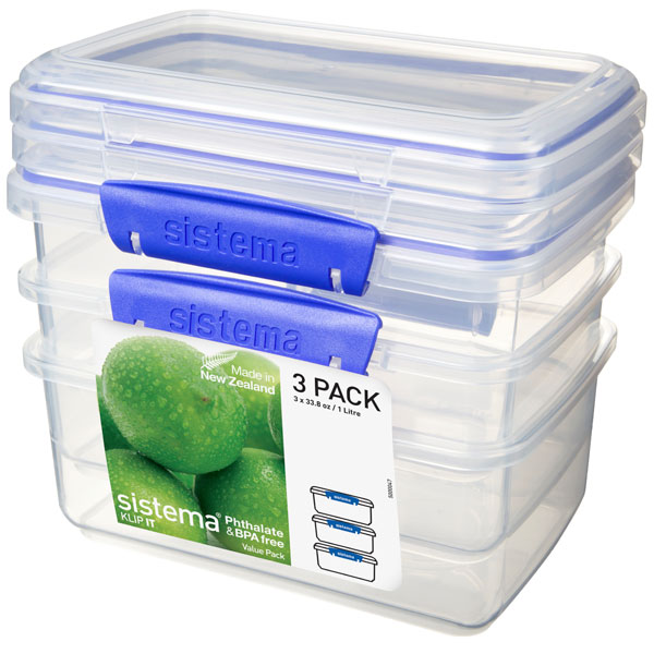 Набор контейнеров Sistema KLIP IT 3 Pack 1л Blue (1613)