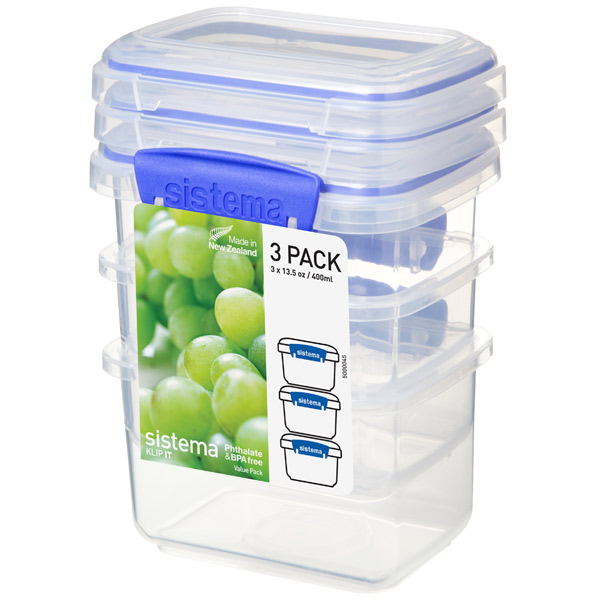 Набор контейнеров Sistema KLIP IT 3 Pack 400мл Blue (1543)