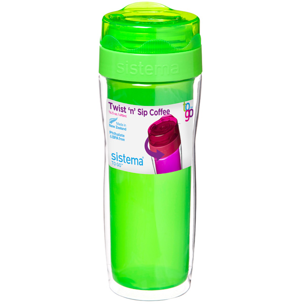 Термокружка Sistema To-Go Twist 'n' Sip Coffee 490мл зеленый (21478)