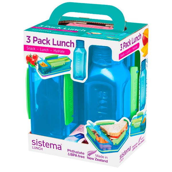 Набор контейнеров Sistema 3 Pack Lunch 475мл Blue (1595) фото