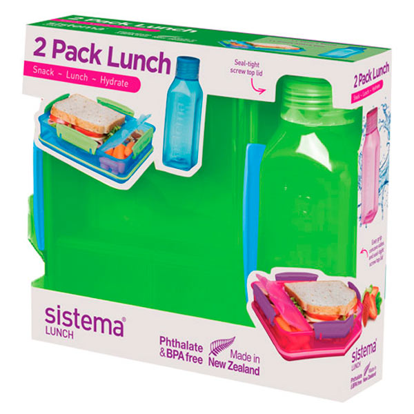 Набор контейнеров Sistema 2 Pack Lunch 475мл Green (1597)