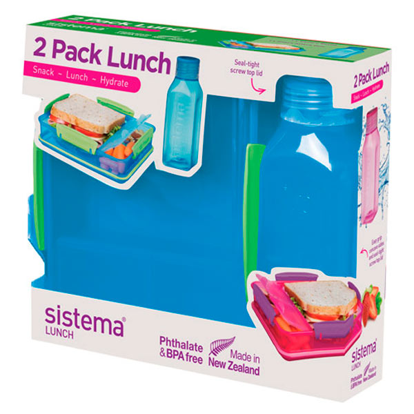 Набор контейнеров Sistema 2 Pack Lunch 475мл Blue (1597)