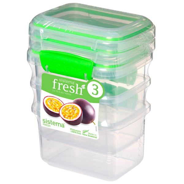 Набор контейнеров Sistema 3 Pack Fresh 400мл лаймово-зеленый (951543)