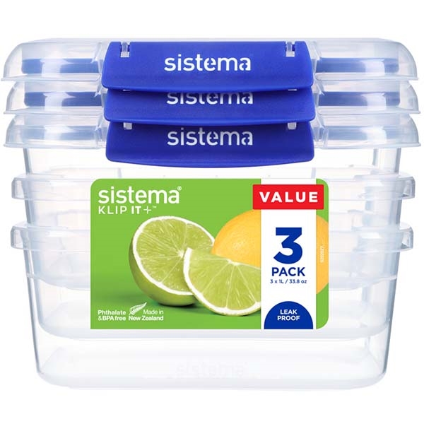 Набор контейнеров Sistema 881613 (3шт) 1л синий
