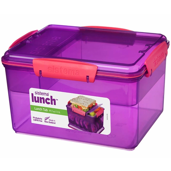 Контейнер для продуктов Sistema 41665 LUNCH двухуровн. с раздел. 2,3л фиолетовый