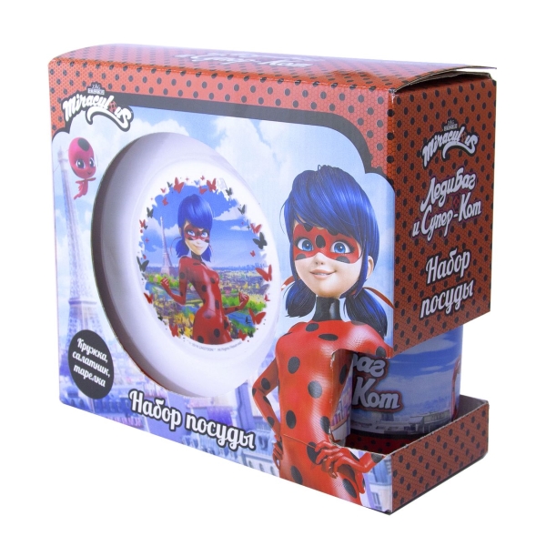 Набор детской посуды ND Play Леди Баг и Супер Кот: Бабочки, 3 предмета