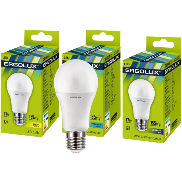 Лампочка Ergolux LED-A60-17W-E27-3K (10 штук)