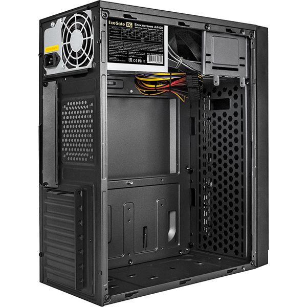 Корпус для компьютера ExeGate Miditower EX290180RUS AA-440-AA400 (ATX, AA400 8 см, 2*USB, аудио, черный)