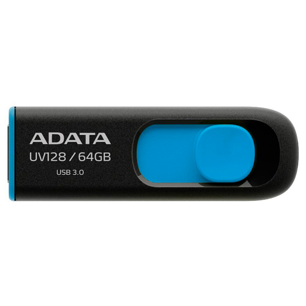 Флэш диск USB ADATA UV128 Black/Blue 64GB (AUV128-64G-RBE)