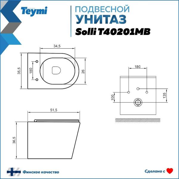 Унитаз Teymi Solli Black F08937