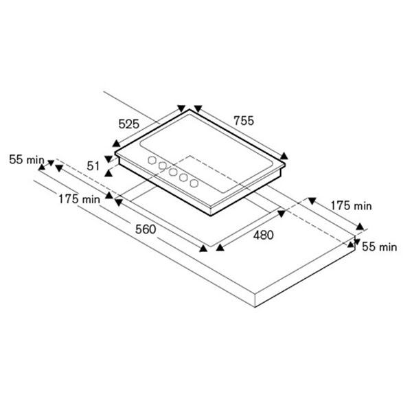 Встраиваемая газовая панель независимая Bertazzoni P755CPROGNE
