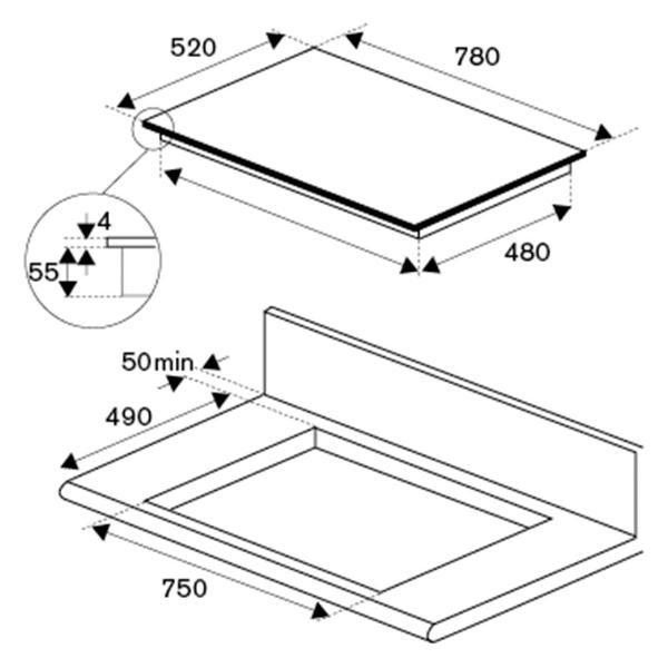 Встраиваемая индукционная панель независимая Bertazzoni P786IM3B2NE