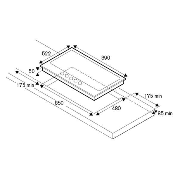 Встраиваемая газовая панель независимая Bertazzoni P905LMODGNE