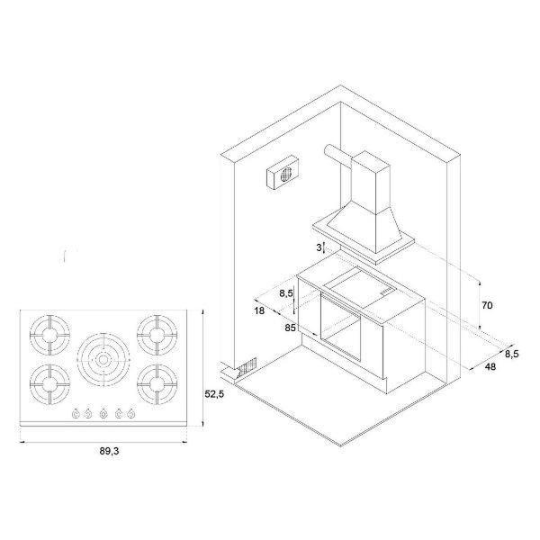 Встраиваемая газовая панель независимая Bertazzoni P905CMODX