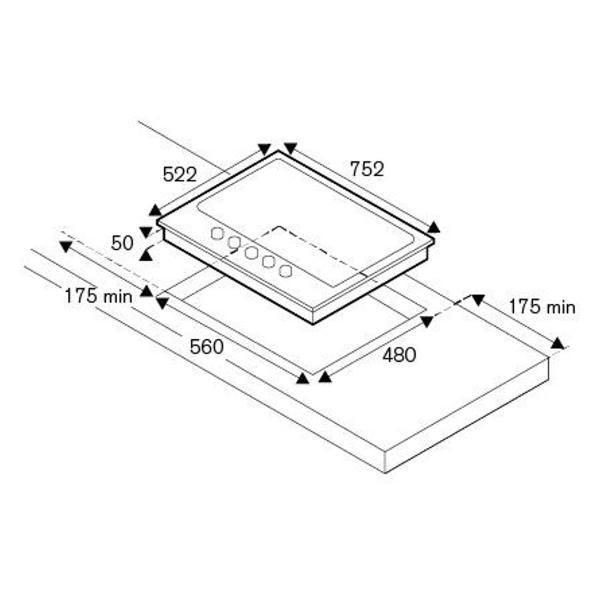 Встраиваемая газовая панель независимая Bertazzoni P755CMODX