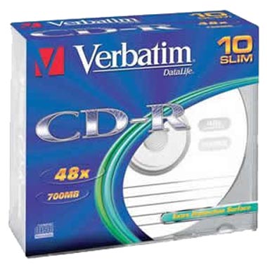 CD-R диск Verbatim 80 Verb 48xD.L.Sl 10шт.
