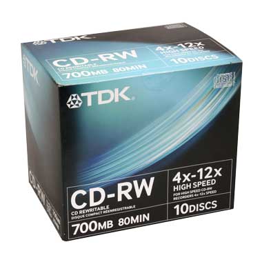 CD-RW диск TDK 80 4-12x 10шт