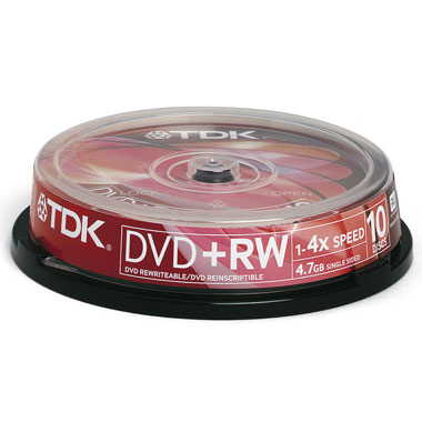 DVD+RW диск TDK 4x Cake box 10