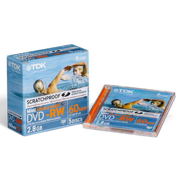DVD-RW диск 8см TDK 8cm2.8Gb2x5шт.