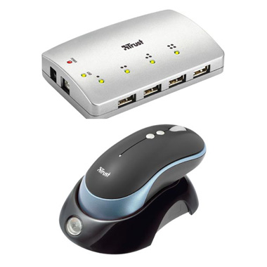 Мышь беспроводная Trust MI7200L+USB HUB 4
