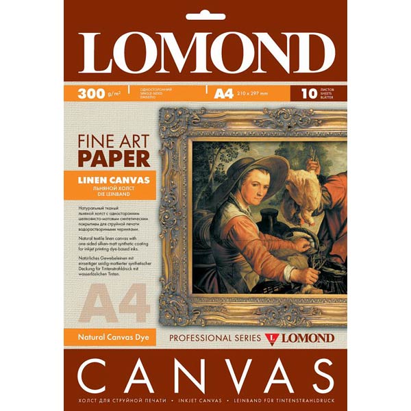 Фотобумага для принтера Lomond АРТбум.NaturalCanvasDye д/в/чер.300/A4/10л908411