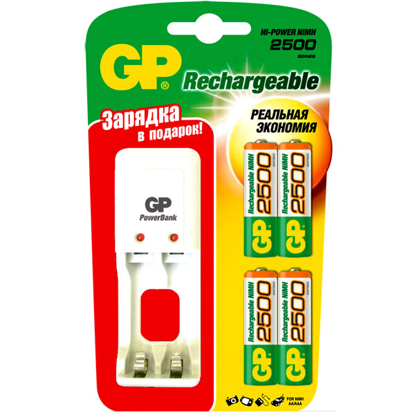 Зарядное устройство + аккумуляторы GP PB330GSCW250BB5-2CR4 фото