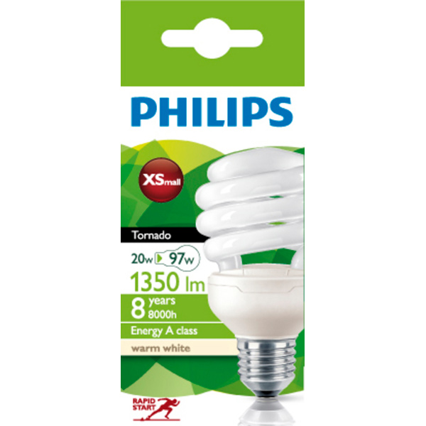Лампа Philips Tornado T2 20W WW E27 фото