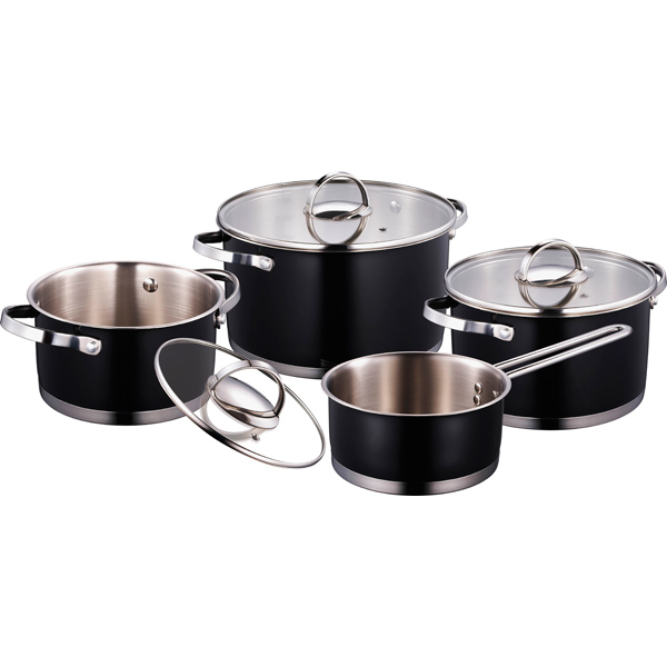 Набор кастрюль (нержавейка) Bergner Dazzle BG 6305 Black 4шт.: 1,3/1,7/3,3/5,7л