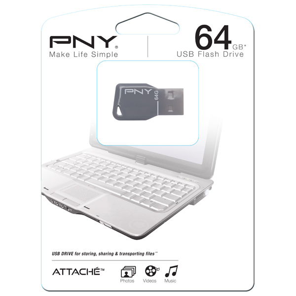 Флеш-диск PNY KEY ATTACHE GREY 64GB