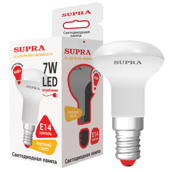 Лампа LED Supra SL-LED-PR-R50-7W/3000/E14