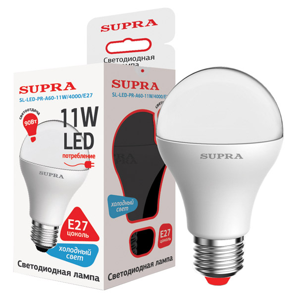 Лампа LED Supra SL-LED-PR-A60-11W/4000/E27 фото