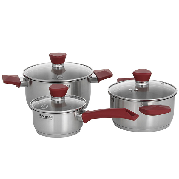 Набор кастрюль (нержавейка) Rondell Strike RDS-817 3шт.: 0,9/2/2,8л