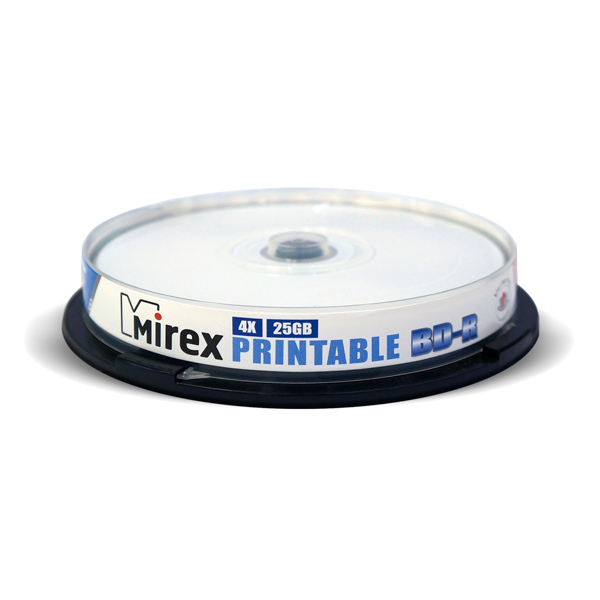 Blu-Ray диск Mirex 25Gb 4x Cake Box 10 шт. Printable (209232) фото