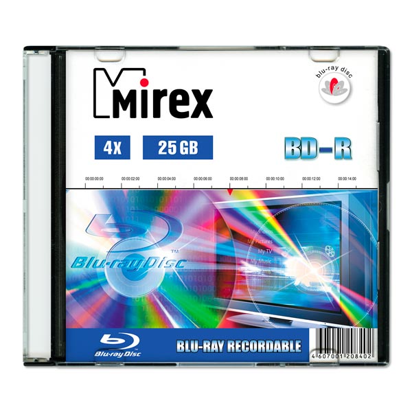 Blu-Ray диск Mirex 25Gb 4x Slim Case (208402)