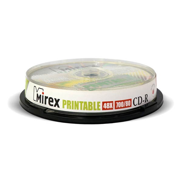 CD-R диск Mirex 700Mb 48х Cake Box 10 шт. Printable (201458) фото