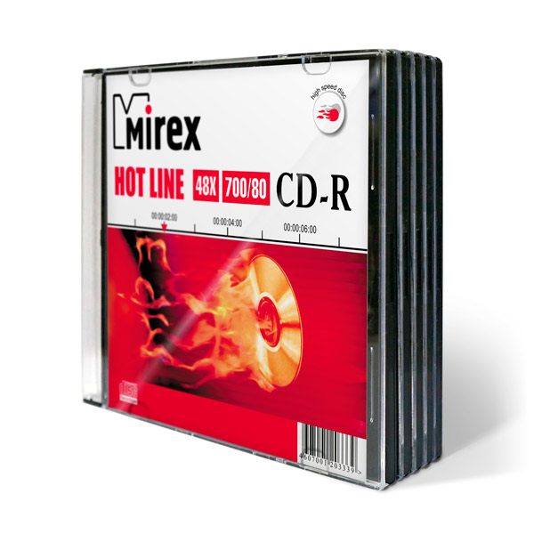 CD-R диск Mirex 700Mb 48х HotLine Slim Case 5 шт. (201571) фото