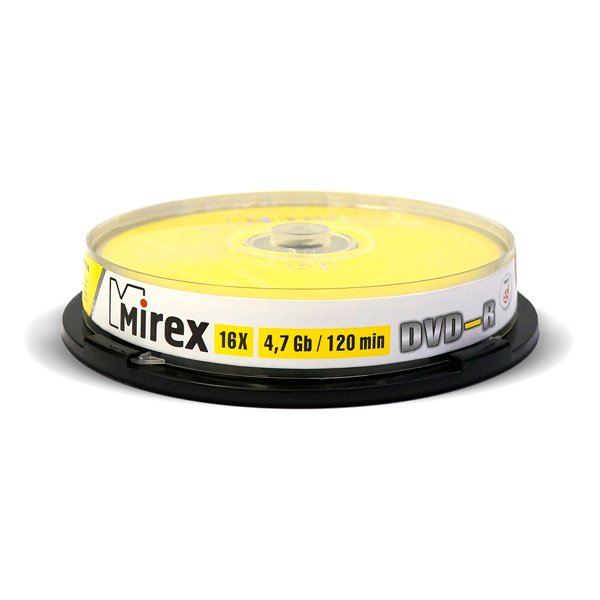 DVD-R диск Mirex 4.7Gb 16x Cake Box 10 шт. (202400)