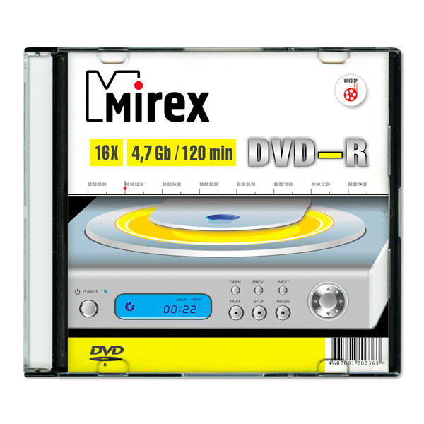 DVD-R диск Mirex 4.7Gb 16x Slim Case (202363) фото
