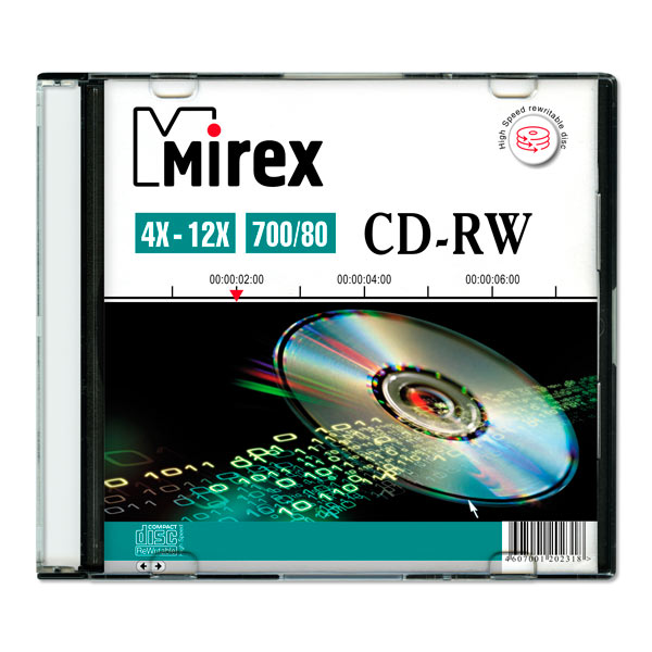CD-RW диск Mirex 700Mb 12х Slim Case (202318)