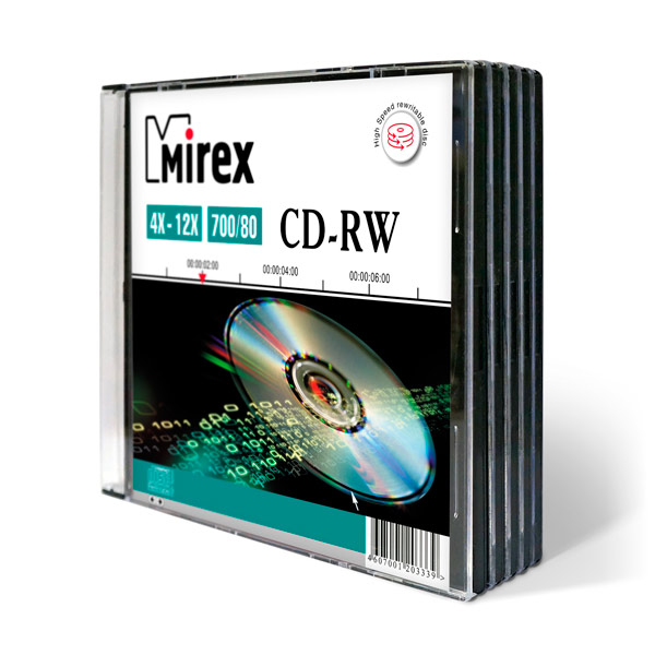 CD-RW диск Mirex 700Mb 12х Slim Case 5 шт. (202325) фото