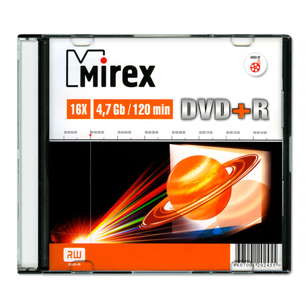 DVD+R диск Mirex 4.7Gb 16x Slim Case (202455) фото