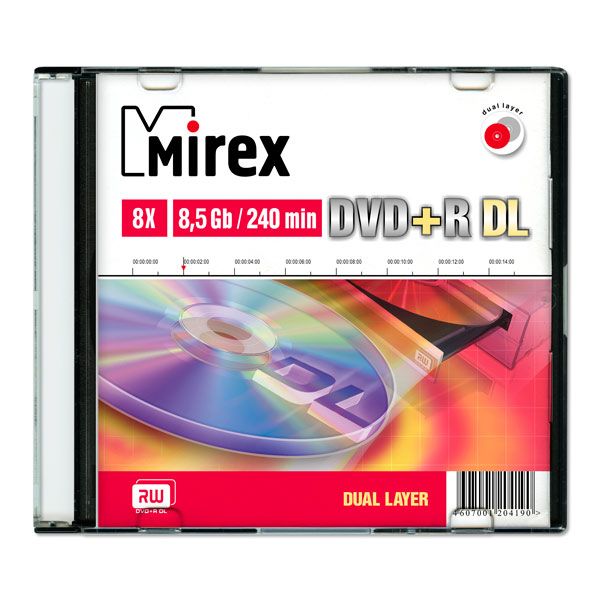 DVD+R диск Mirex 8.5Gb 8x Slim Case Dual Layer (204190) фото