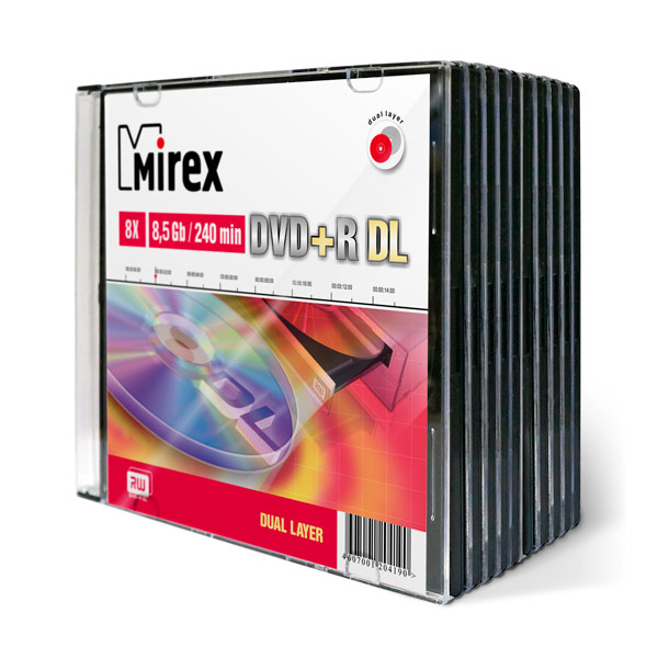 DVD+R диск Mirex 8.5Gb 8x Slim Case 10 шт. Dual Layer (1052899) фото