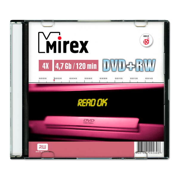 DVD+RW диск Mirex 4.7Gb 4x Slim Case (202608)