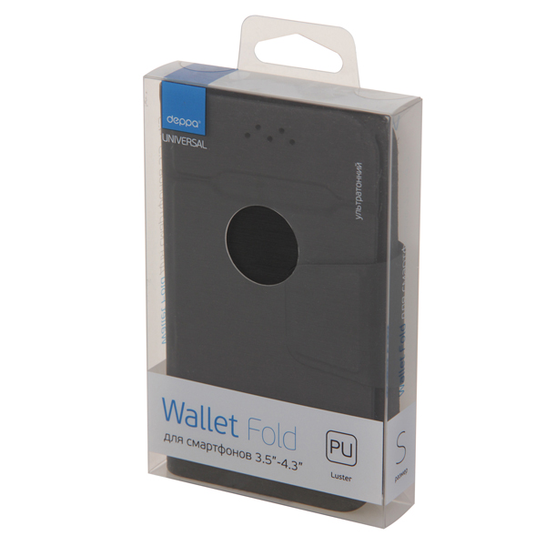 Универсальный чехол для смартфона Deppa Wallet Fold S 3.5''-4.3' черный