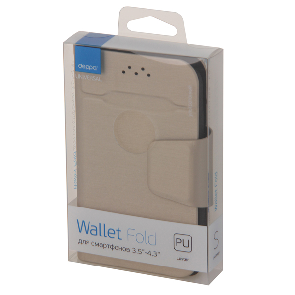 Универсальный чехол для смартфона Deppa Wallet Fold S 3.5''-4.3' золотой