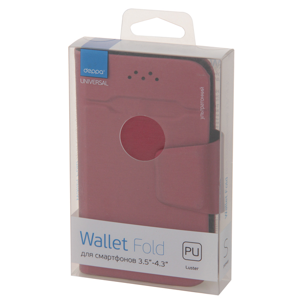 Универсальный чехол для смартфона Deppa Wallet Fold S 3.5''-4.3' красный