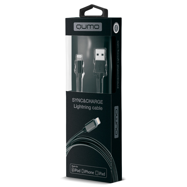Кабель Qumo MFI 8 pin, 1м, Space Gray (21745)
